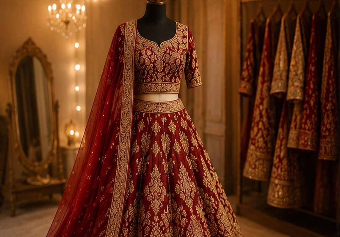 Custom bridal lehenga design at Brahma Boutique Jalandhar